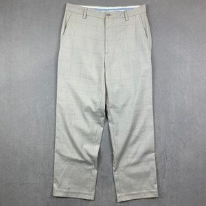 FootJoy Mens Pants 32x32 Beige Plaid Golf Chino Straight Stretch Spandex Golfing